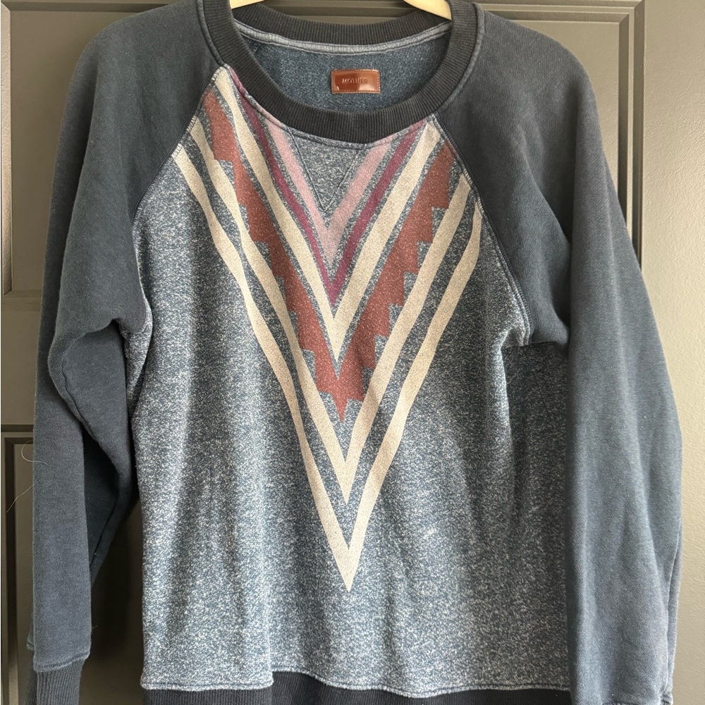 MOTHER Textured Knit Sweater in Blue and Brown